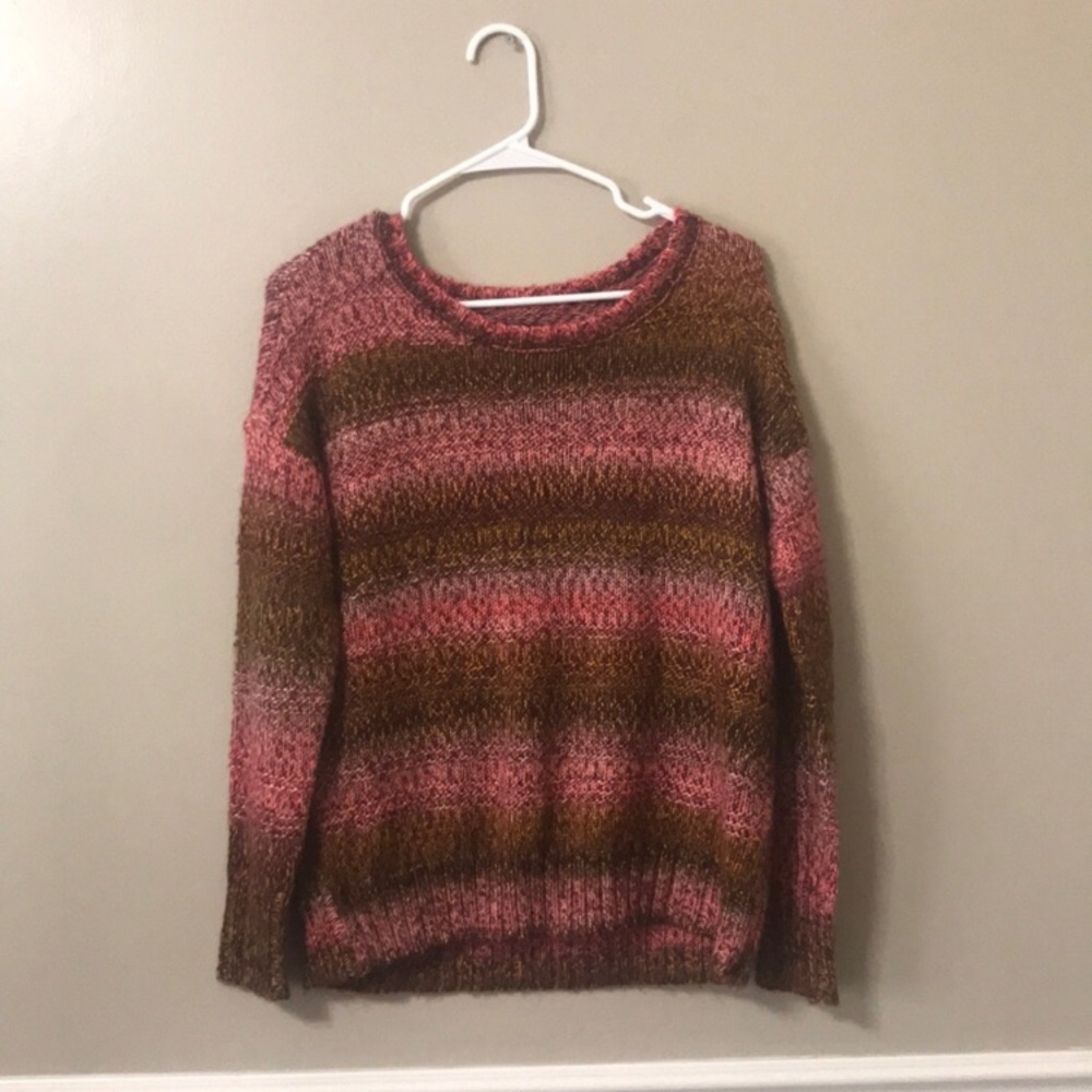 American Eagle Brown & Pink Stripe Knit Sweater